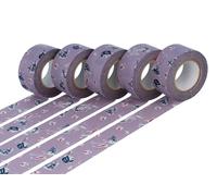 Set 5 cintas adhesivas masking tape washi girls Asamurasaki lila 24mm.x15m.