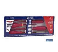 Cofan Set de destornilladores aislados 1000 V | 5 piezas | Tipo Phillips, Pozi y Plano