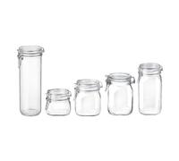Set 5 Tarros Herméticos Vidrio Bormioli Rocco 0,5L/0,75L/1L/1,5L/ESPAGUETI 1,5L Transparent 0.5-0.75-1l-1.5-1.5l