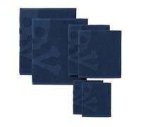 Set 6 de toallas de baño calavera (2x tocador 30x50cm + 2x manos 50x90cm + 2x baño 70x140cm) 100%algodón azul scalpers home