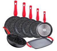 Set 6 sartenes ENERGY (20,22,24,26,28, wok 26cm)+ asador MAGNA de asador forjado San Ignacio