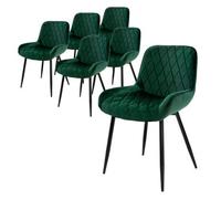 Set 6x Sillas De Comedor 88 Cm Terciopelo Verde Ml-design