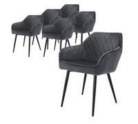 Set 6x Sillas De Comedor Estilo Moderno Asiento Antracita Ml-design