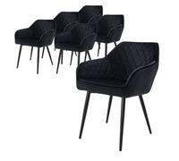 Set 6x Sillas De Comedor Estilo Moderno Negras Ml-design