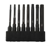 Set 8 para puntas para torx 65mm para Taladro para impacto Set | para acero aleación, para tratamiento negro, magnético para fuerte, para t8-T40, 65mm largo, para vástago hex