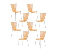 Set 8x sillas de visita aaron madera natural 50x43x84 cm
