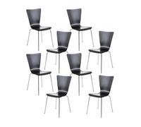Set 8x sillas de visita aaron madera negro 50x43x84 cm