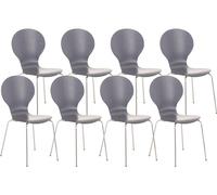 Set 8x sillas de visita diego apilable madera gris 45x43x86 cm