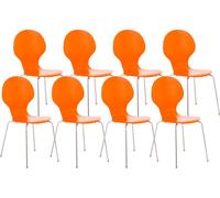 Set 8x sillas de visita diego apilable madera naranja 45x43x86 cm
