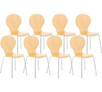 Set 8x sillas de visita diego apilable madera natural 45x43x86 cm