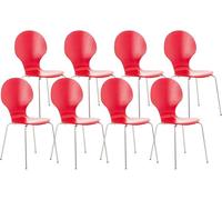 Set 8x sillas de visita diego apilable madera rojo 45x43x86 cm
