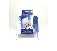 Daler Rowney Acuarelas Aquafine, estuche metálico Travel Set, medio godet, 24 colores + 1 pincel