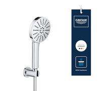Set Alcachofa de Ducha y Soporte Pared GROHE Vitalio Joy+ 120 (Ø120mm, 3 chorros, ahorro 6,3 l/min, antiquemaduras, manguera de ducha 1,5m), Cromo, 1348650000