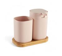 Set baño jabonera y vaso washbasin color rosa