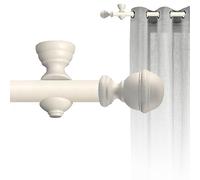 Set barra de madera de cortina con Diámetro 30mm, Kit barra de cortina instalación a techo Barra Blanca de 2m con terminal ESFERA Barras de cortinas CINTACOR