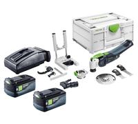 Set básico Festool OSC 18 con oscilador a batería de 18 V Starlock Max Brushless + 2 baterías de 5,0 Ah + cargador + juego de 7 accesorios + Systainer