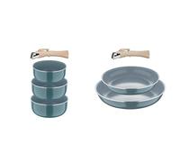 Set BERGNER CLICK&COOK: 3 Cazos y 2 Sartenes con Mangos Desmontables | Aluminio Prensado Reciclado, Revestimiento Antiadherente PPG Fusion | Cocina, Hornea y Almacena Fácilmente | Apto para Inducción