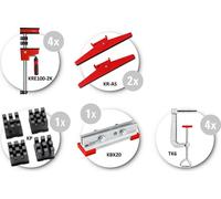 Set Bessey que incluye abrazaderas de cuerpo y una amplia gama de accesorios, modelo KRE-SET-A