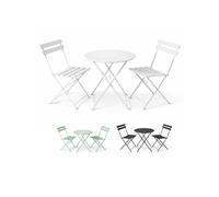 Set Bistró Plegable Arles Metalico | Mesa y 2 Sillas de Exterior e Interior Resistente | Muebles de Jardin, Balcón y Terraza