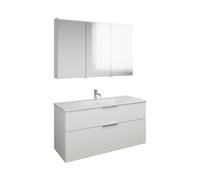 Set burgbad Eqio, compuesto por armario con espejo a la derecha, lavabo de cerámica Slim y mueble bajo para lavabo, anchura 1220mm, SHCP122LF2009C0001G0146, Color: Blanco brillo intenso / Blanco brill