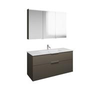 Set burgbad Eqio, compuesto por armario con espejo a la derecha, lavabo de cerámica Slim y mueble bajo para lavabo, anchura 1220mm, SHCP122LF2010C0001G0146, Color: Gris alto brillo / Gris alto brillo,