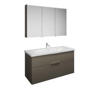 Set burgbad Eqio, compuesto por armario con espejo a la derecha, lavabo de cerámica y mueble bajo para lavabo, anchura 1230mm, SFAN123LF2010C0001G0146, Color: Gris alto brillo / Gris alto brillo, tira