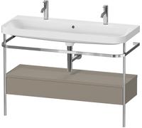 Set c-bonded Duravit Happy D.2 Plus con consola metálica y cajón, 1175x490mm, 1 agujero para grifo, HP4854O92920000, Color: Gris piedra Seda Barniz mate