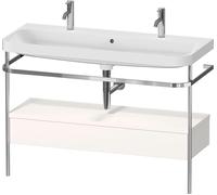 Set c-bonded Duravit Happy D.2 Plus con consola metálica y cajón, 1175x490mm, 1 agujero para grifo, HP4854O22220000, Color: Decoración blanca de alto brillo