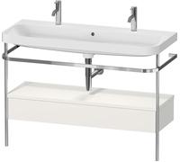 Set c-bonded Duravit Happy D.2 Plus con consola metálica y cajón, 1175x490mm, 1 agujero para grifo, HP4854O39390000, Color: Nórdico Seda blanca laca mate