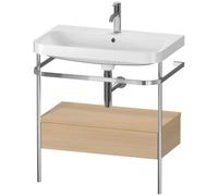 Set c-bonded Duravit Happy D.2 Plus con consola metálica y cajón, 775x490mm, 1 agujero para grifo, HP4842O7171, Color: Roble mediterráneo Chapa de madera auténtica