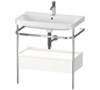 Set c-bonded Duravit Happy D.2 Plus con consola metálica y cajón, 775x490mm, 1 agujero para grifo, HP4842O3636, Color: Blanco seda lacado mate