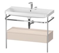 Set c-bonded Duravit Happy D.2 Plus con consola metálica y cajón, 975x490mm, 2 agujeros para grifo, HP4843E8383, Color: Decoración supermate color topo