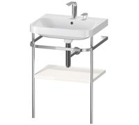 Set c-bonded Duravit Happy D.2 Plus con soporte metálico, 575x490mm, 2 agujeros para grifo, HP4835E2222, Color: Decoración blanca de alto brillo