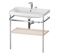 Set c-bonded Duravit Happy D.2 Plus con soporte metálico, 775x490mm, 2 agujeros para grifo, HP4837E8383, Color: Decoración supermate color topo