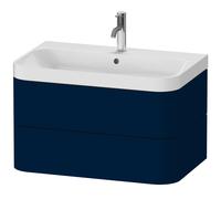 Set c-bonded Duravit Happy D.2 Plus suspendido, 775x490mm, 2 cajones, 1 agujero para grifo, HP4347O9898, Color: Seda azul noche lacado mate