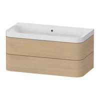 Set c-bonded Duravit Happy D.2 Plus suspendido, 975x490mm, 2 cajones, sin agujero para grifo, HP4348N7171, Color: Roble mediterráneo Chapa de madera auténtica