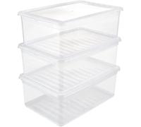 Set Cajas de almacenaje 3x11 L, Plástico, Natural Transparente, 39 x 26.5 x 14 cm KEEEPER