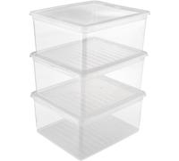Set Cajas de almacenaje 3x18 L, Plástico, Natural Transparent, 39 x 33.5 x 18 cm KEEEPER