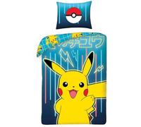 Halantex - Juego de ropa de cama Pokemon Picachu 140 x 200 cm Amarillo y Azul 2 piezas + 1 funda