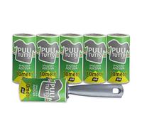 Set Cepillos adhesivo quitapelusas. Rodillos de palanca pelusa. 6 rodillos de 10 metros cada uno (integrado 60 metros). Perfecto para el pelo de perro y gato.100% made in Italy.