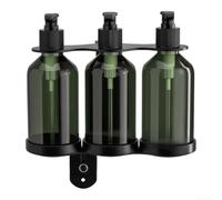 Set Champú Acondicionador Sin Taladro Negro Set Champú Acondicionador | para acero inoxidable 304, plástico ABS, 3 botellas, negro, montaje pared, baño organizado