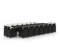 Set Comedor De Jardín 19 Pzas Con Cojines Ratán Sintético Negro Vidaxl