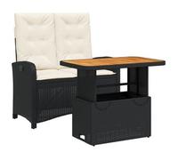 vidaXL Juego de mesa y sillas de jardín de 2 piezas con cojines, color , fabricado en polirratán