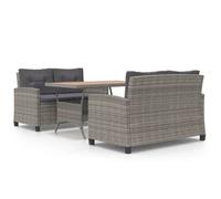 Set Comedor De Jardín 3 Pzas Ratán Sintético Y Madera De Acacia Vidaxl