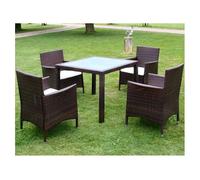 vidaXL Set comedor de jardín 5 piezas y cojines ratán sintético marrón