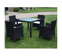 vidaXL Set comedor de jardín 5 piezas con cojines de ratán sintético negro