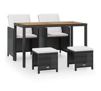 Set Comedor De Jardín 5 Pzas Ratán Sintético Y Madera Negro Vidaxl