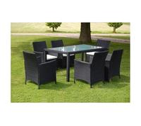 vidaXL Set comedor de jardín 7 piezas ratán sintético negro con cojines