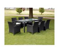 vidaXL Set de comedor de jardín 9 piezas con cojines – Ratán sintético negro