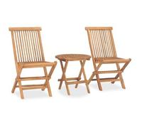 Set Comedor De Jardín Plegable 3 Piezas Madera Maciza De Teca Vidaxl